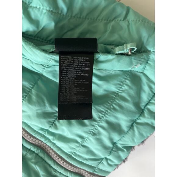 The North Face Reversible Jacket Girl XS 6 Teal Blue Faux Fur Ski Outdoor Flaw - Picture 4 of 11